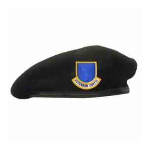 Military Air Force Officer Beret With Flash (Leather Sweatband)(Dark Navy)