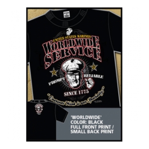 USMC Worldwide Service T-shirt (Black) 7.62 Design