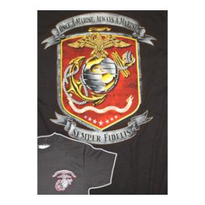 USMC Always a Marine T-Shirt (Black Ink Designs) (Black)