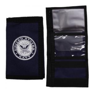 US Navy Emblem Nylon Tri-Fold Wallet (Navy Blue) 