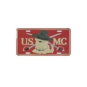 Marine Bulldog W/ Crossed Swords License Plate