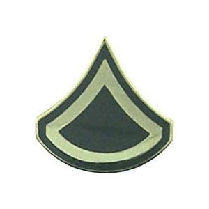 Army Private First Class E-3 Pin (Gold on Green)
