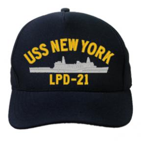 USS New York LPD-21 Cap (Dark Navy) (Direct Embroidered)
