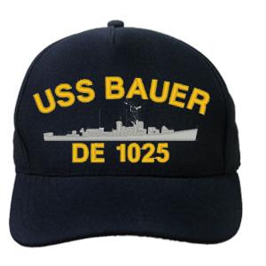 USS Bauer DE-1025 Cap (Dark Navy) (Direct Embroidered)
