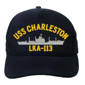 USS Charleston LKA-113 Cap (Dark Navy) (Direct Embroidered)