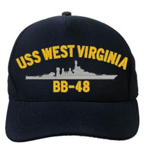 USS West Virginia BB-48 Cap (Dark Navy) (Direct Embroidered)