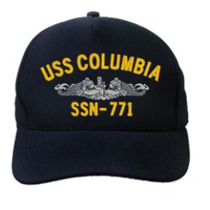 USS Colombia SSN-771 Cap with Silver Emblem (Dark Navy) (Direct Embroidered)