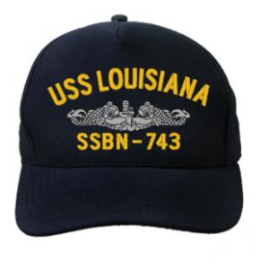 USS Louisiana SSBN-743 Cap with Silver Emblem (Dark Navy) (Direct Embroidered)