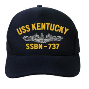 USS Kentucky SSBN-737 Cap with Silver Emblem (Dark Navy) (Direct Embroidered)