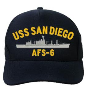 USS San Diego AFS-6 Cap (Dark Navy) (Direct Embroidered)
