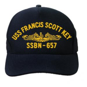 USS Francis Scott Key SSBN-657 Cap with Gold Emblem (Dark Navy) (Direct Embroidered)