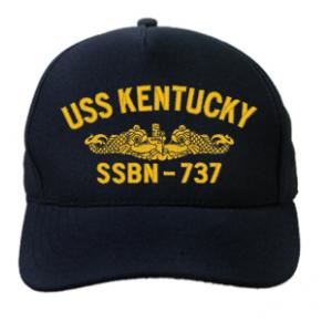 USS Kentucky SSBN-737 Cap with Gold Emblem (Dark Navy) (Direct Embroidered)