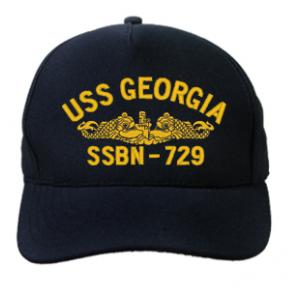 USS Georgia SSBN-729 Cap with Gold Emblem (Dark Navy) (Direct Embroidered)