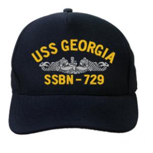 USS Georgia SSBN-729 Cap with Silver Emblem (Dark Navy) (Direct Embroidered)