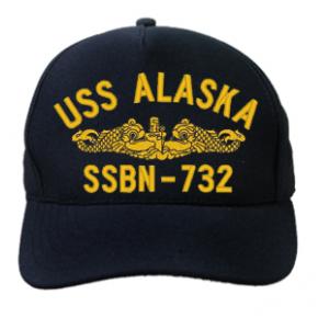 USS Alaska SSBN-732 Cap with Gold Emblem (Dark Navy) (Direct Embroidered)