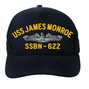 USS James Monroe SSBN-622 Cap with Silver Emblem (Dark Navy) (Direct Embroidered)