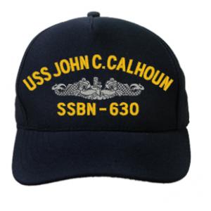 USS John C. Calhoun SSBN-630 Cap with Silver Emblem (Dark Navy) (Direct Embroidered)