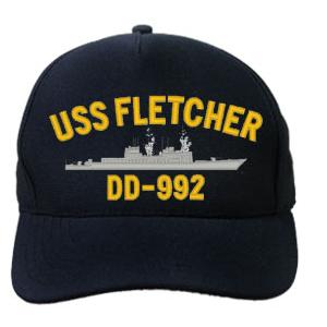 USS Fletcher DD-992 Cap (Dark Navy) (Direct Embroidered)