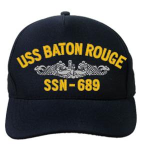 USS Baton Rouge SSN-689 Cap with Silver Emblem (Dark Navy) (Direct Embroidered)