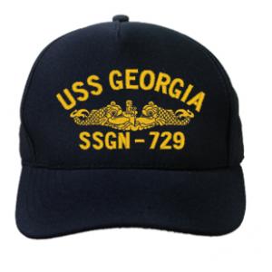USS Georgia SSGN-729 Cap with Gold Emblem (Dark Navy) (Direct Embroidered)