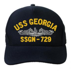 USS Georgia SSGN-729 Cap with Silver Emblem (Dark Navy) (Direct Embroidered)
