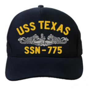 USS Texas SSN-775 Cap with Silver Emblem (Dark Navy) (Direct Embroidered)