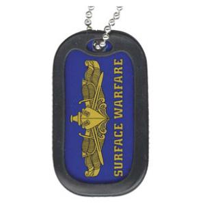 US Navy Surface Warfare Dog Tag with Officer Badge