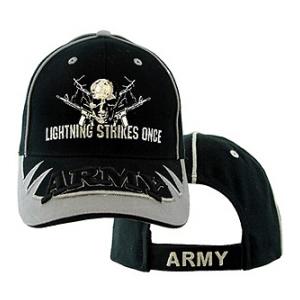 U.S. Army Lightning Strikes Once Cap (Black/Silver)