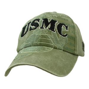 USMC Cap w/ Embroidered Logo (Pre-Washed OD)