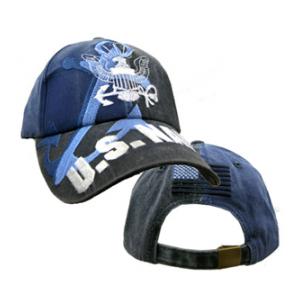 US Navy Cap with Anchor (Pre-washed Grey/Blue)