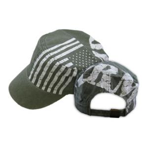 U.S. Army Flat-Top Cap with Flag (OD Green)