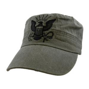 US Navy Logo Flat-Top Cap (OD Green)