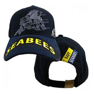 US Navy Seabees Gray Logo Cap (Black & Dark Navy)