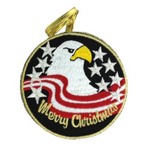 Embroidered Eagle & Stripes Christmas Ornament
