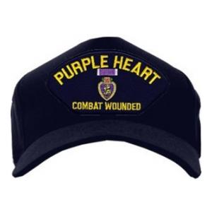Purple Heart Combat Wounded Patch Cap (Black)