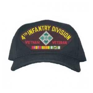 4th Infantry Division Vietnam Veteran Cap with 3 Ribbons and Patch