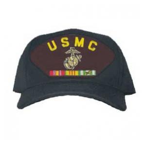 USMC Cap with Vietnam Ribbons and Globe & Anchor  (Black)