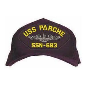 USS Parche SSN-683 Cap with Silver Emblem (Dark Navy) (Direct Embroidered)