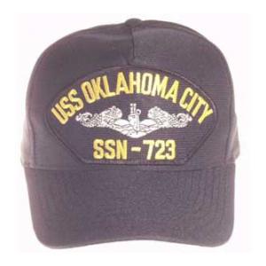 USS Oklahoma City SSN-723 Cap with Silver Emblem (Dark Navy) (Direct Embroidered)
