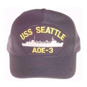USS Seattle AOE-3 Cap (Dark Navy)(Direct Embroidered)