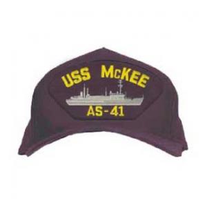 USS McKee AS-41 Cap with Boat (Dark Navy) (Direct Embroidered)