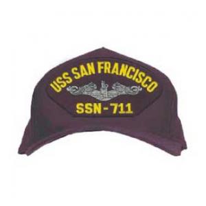USS San Francisco SSN-711 Cap with Silver Emblem (Dark Navy) (Direct Embroidered)