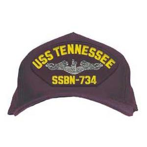USS Tennessee SSBN-734 Cap with Silver Emblem (Dark Navy) (Direct Embroidered)