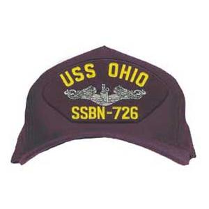 USS Ohio SSBN-726 Cap with Silver Emblem (Dark Navy) (Direct Embroidered)