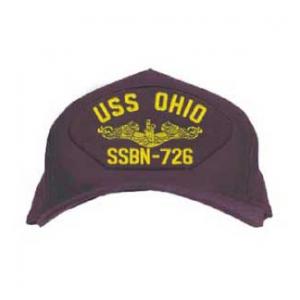 USS Ohio SSBN-726 Cap with Gold Emblem (Dark Navy) (Direct Embroidered)