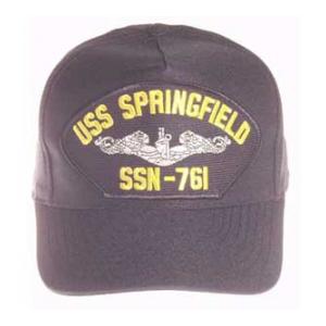 USS Springfield SSN-761 Cap with Silver Emblem (Dark Navy) (Direct Embroidered)