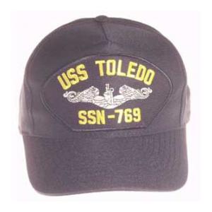 USS Toledo SSN-769 Cap with Silver Emblem (Dark Navy) (Direct Embroidered)