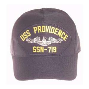 USS Providence SSN-719 Cap with Silver Emblem (Dark Navy) (Direct Embroidered)