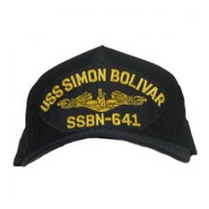 USS Simon Bolivar SSBN-641 Cap with Gold Emblem (Dark Navy) (Direct Embroidered)