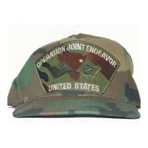 Operation Joint Endeavor US Cap with Map and Flags (Woodland Camo)